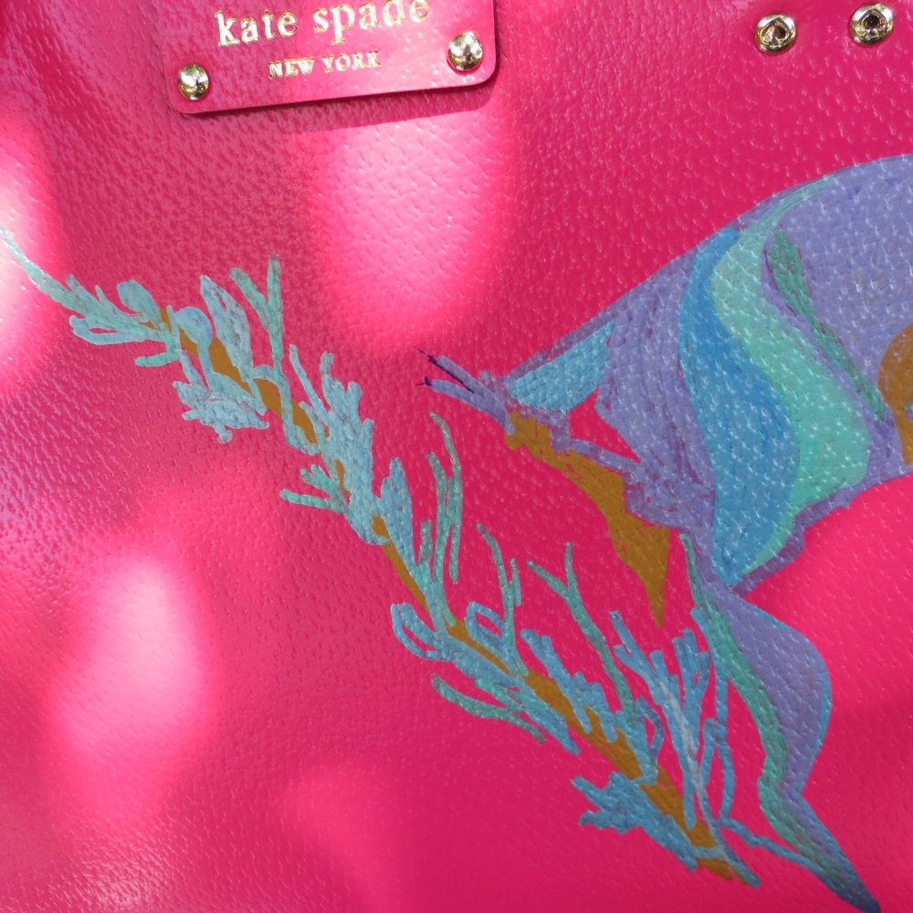 KATE SPADE Pink Hand Painted Butterfly Leather Bag - Picture 3 of 9